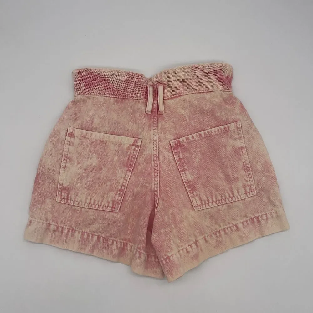 Free People Pink Acid Wash Shorts